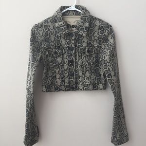 Dollhouse Cropped Snake Print Jean Jacket Size S